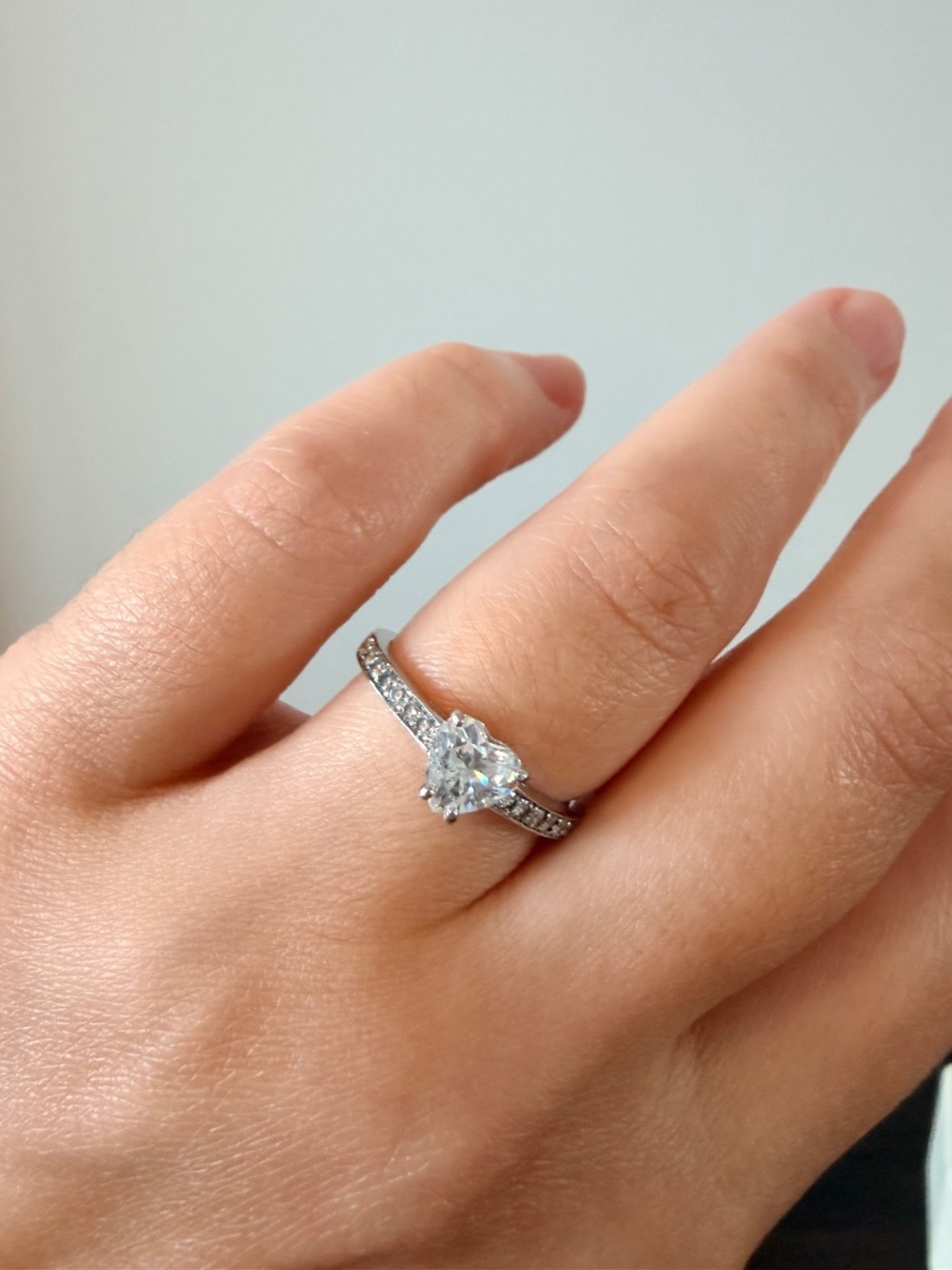 Swarovski Heart Crystal Ring Silver Tone Size 55 (US 6.75)